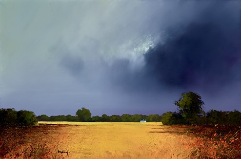 Autumn Fields V by Barry Hilton - Varnished Original Painting on Stretched Canvas